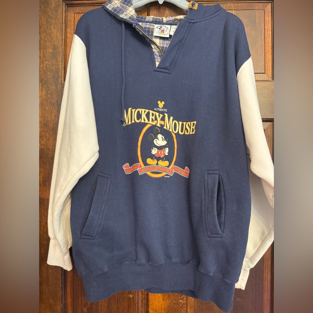 Disney Mickey & Co Classic Flannel Lined Hood/Pockets Sweatshirt Unisex X- Large